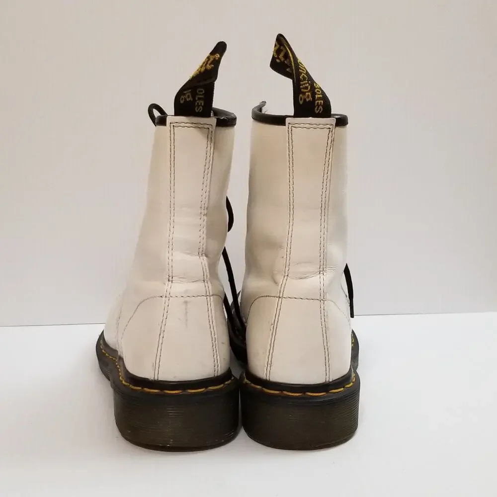 Dr Martens Leather Combat Boot White Women Sz 8 Doc AirWair 11821 Oil Resistant - Picture 6 of 15